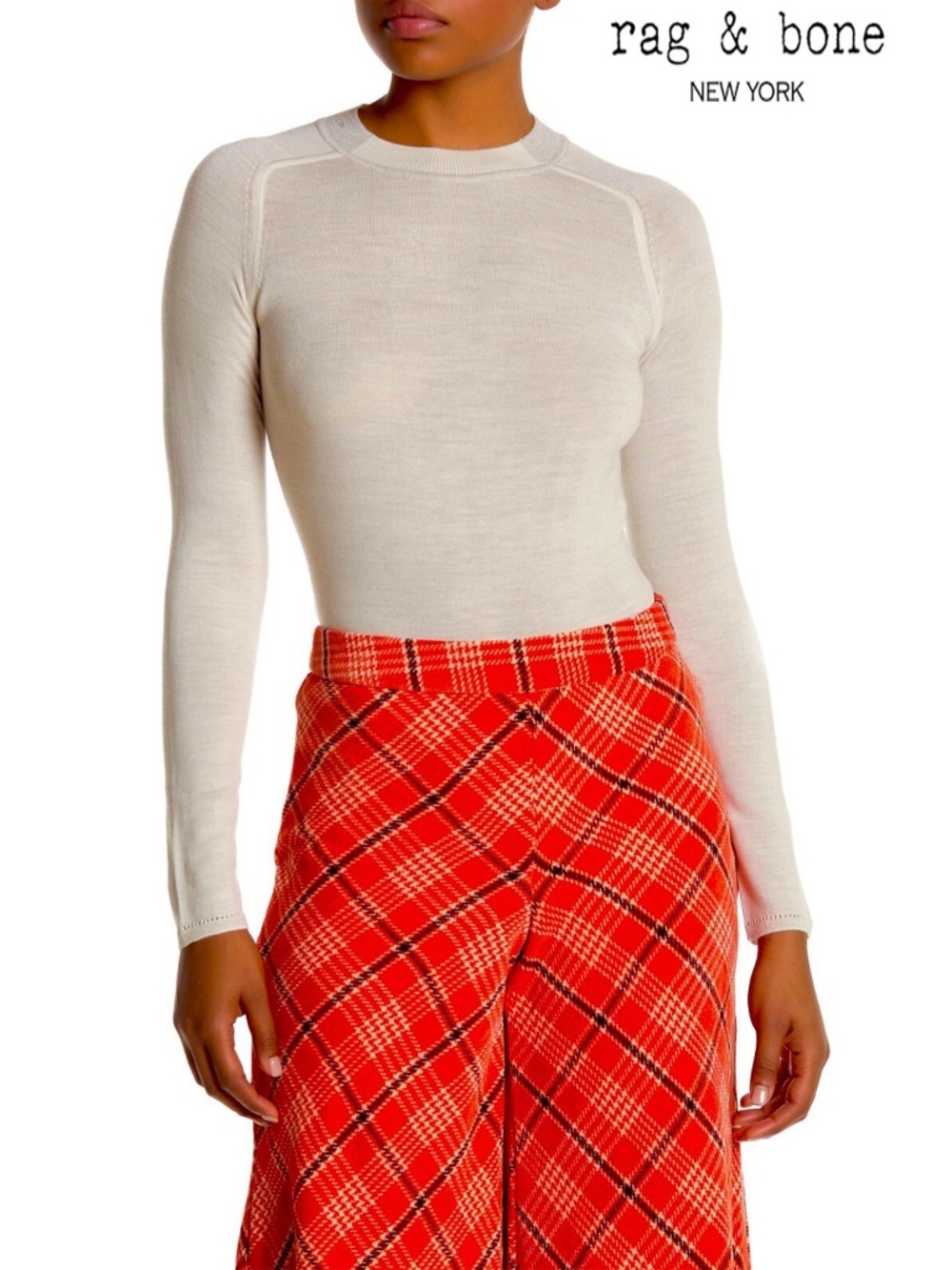 RAG & BONE WOMEN NWT PAMELA CREW 100% MERINO WOOL IVORY SWEATER. SIZE M